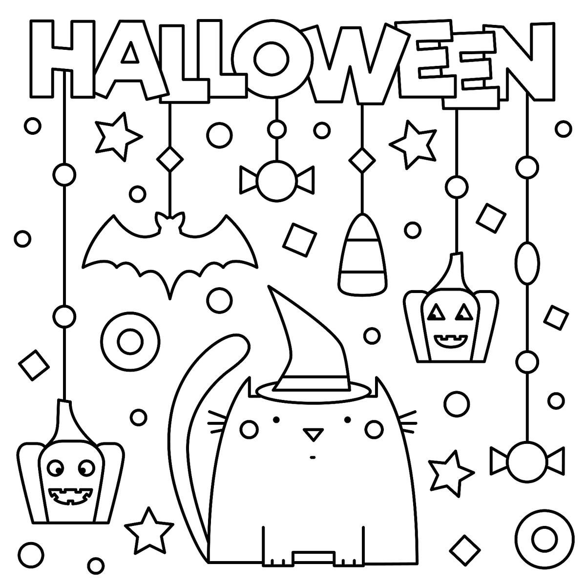 Kolorowanka kotek świętuję Halloween Kolorowanka kotek świętuję Halloween